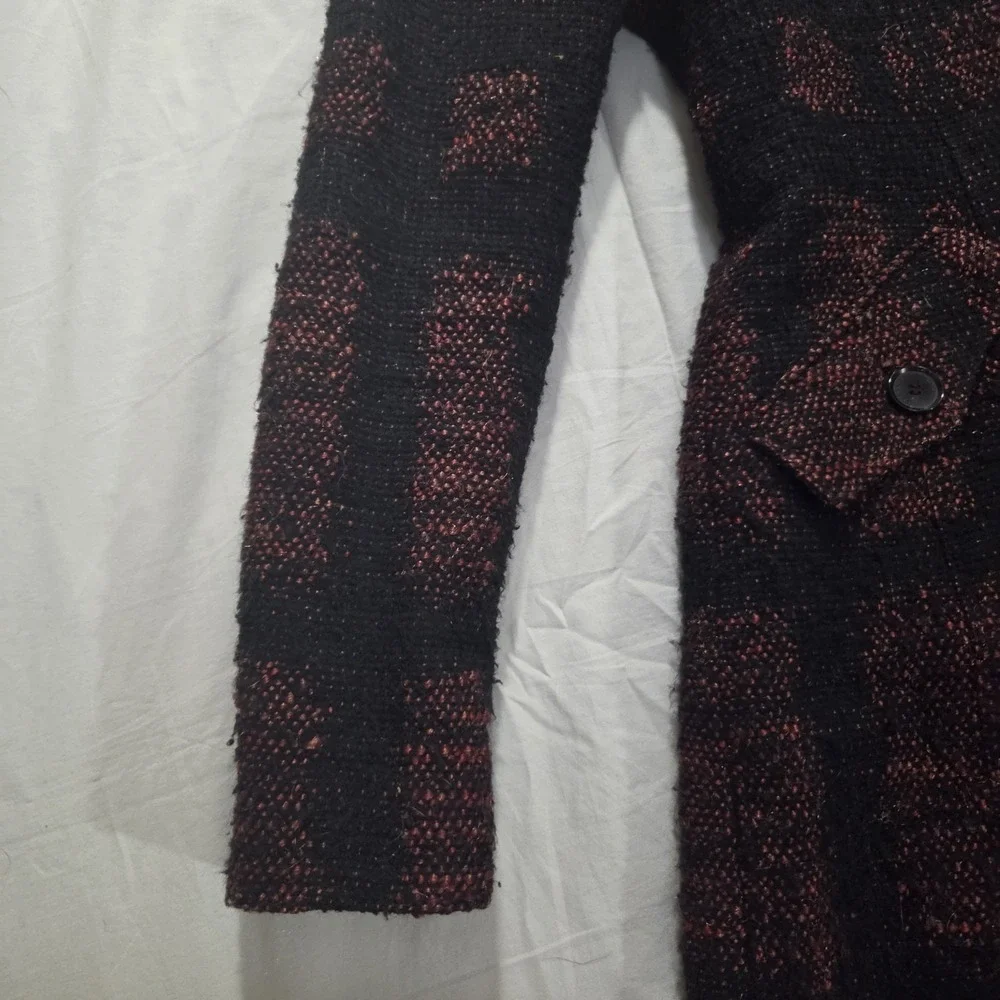 Burberry Check Coat Fitted Prorsum Burgundy Black Ladies Size US 2 / UK 4 *READ* - Picture 7 of 16
